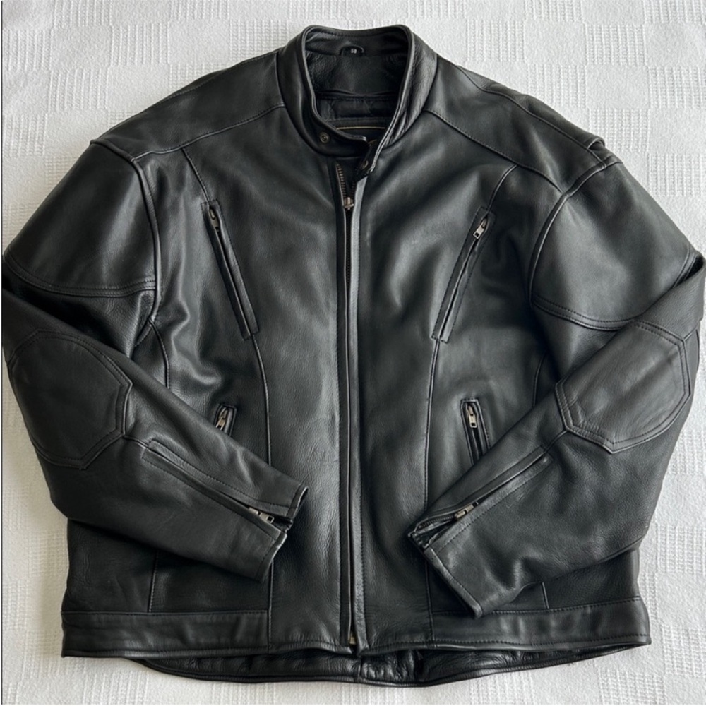 Vintage Unik Ultra Mens Black leather riding jacket 
size 58-3XL